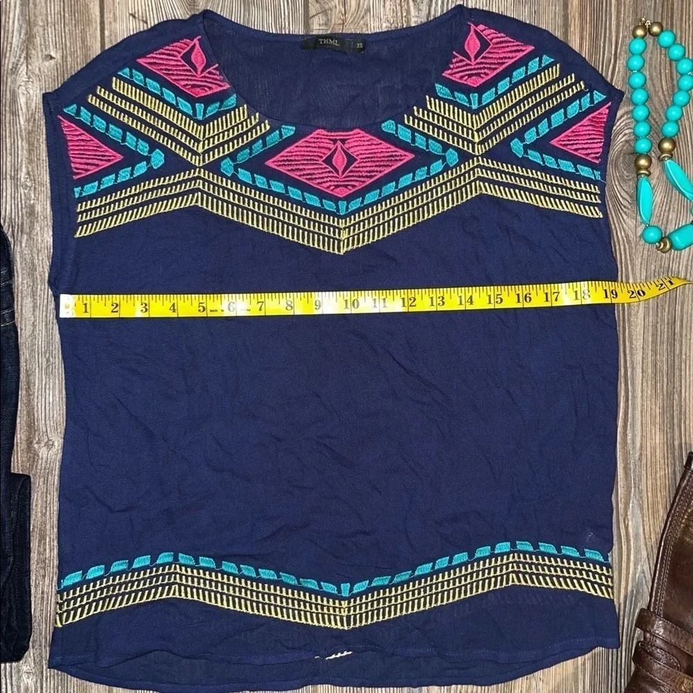 THML Navy Embroidered Sleeveless Top - Picture 5 of 6